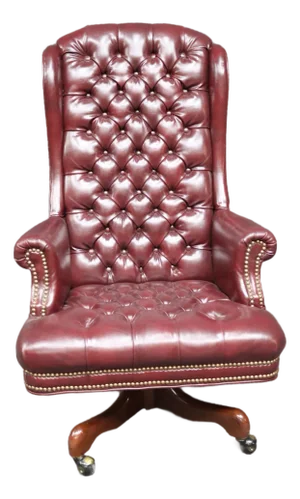 Oxblood Red Tufted Wingback Leatherette Chair