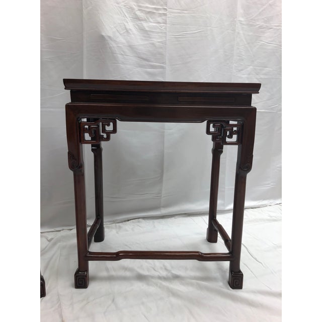 Japanese Late 19th Century Carved Polished Rosewood Side Tables - a Pair For Sale - Image 3 of 12