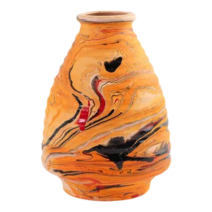Vintage Orange Ribbed Nemadji Pottery Vase