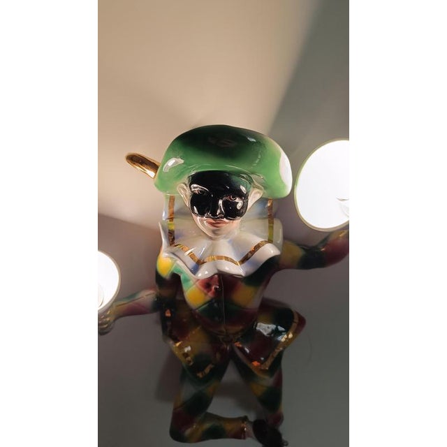 Mid-Century Ceramic Venetian Harlequin Carnival Mask Wall Light, 1950s For Sale - Image 9 of 18