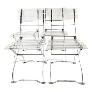 Vintage Folding Chairs from Maison & Jardin, 1970s, Set of 4 For Sale