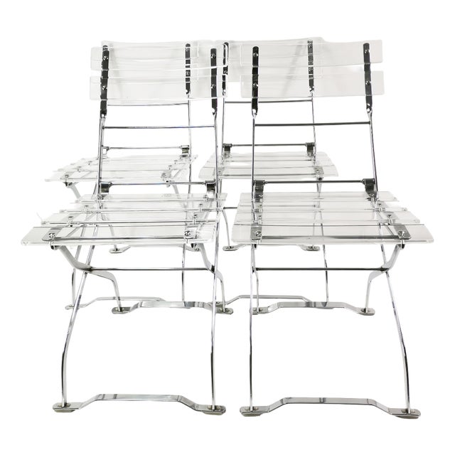 Vintage Folding Chairs from Maison & Jardin, 1970s, Set of 4 For Sale