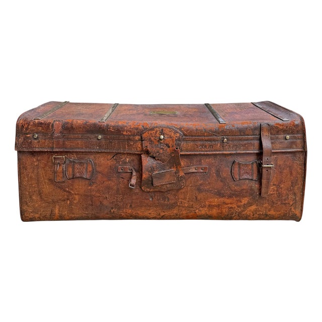 19th Century Leather Portmanteau for Dutch Oil Tycoon Sir Henri Deterding For Sale