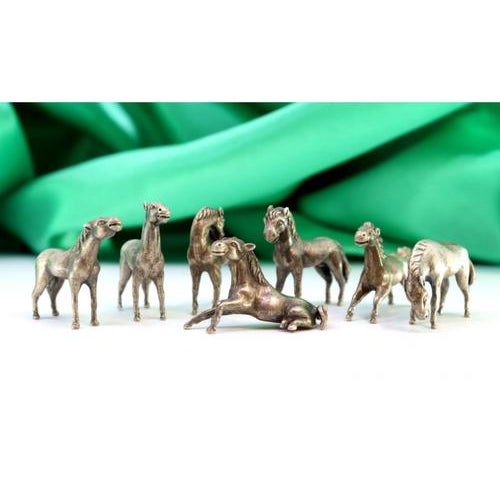Silver Horses with Reliefs, Set of 7 For Sale - Image 6 of 10