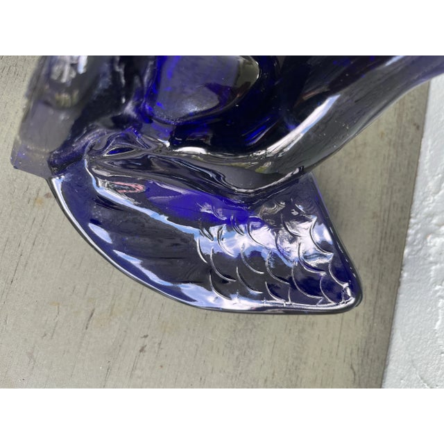 1980s 1980s Mosser Cobalt Blue Art Glass Bald Eagle Figurine/Paperweight For Sale - Image 5 of 8