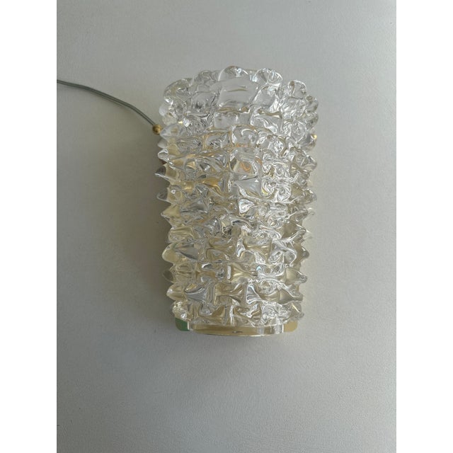 Brass A Pair Barovier Style Art Deco Rostrato Clear Italian Murano Glass Wall Sconces For Sale - Image 8 of 16