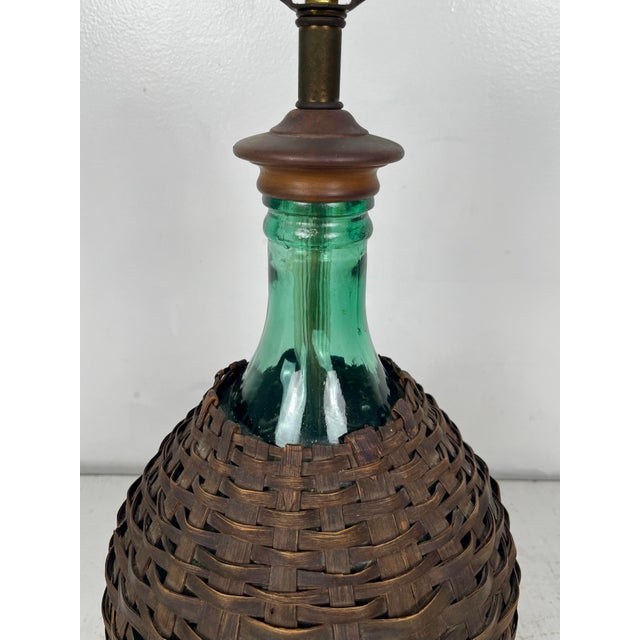 Mid Century Basket Wrapped Bottle Lamp For Sale - Image 4 of 11