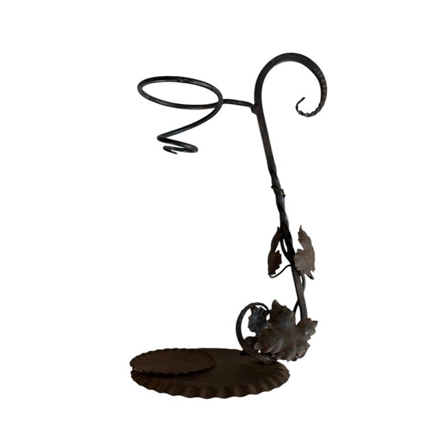 American Vintage Original Patina Decanter Holder With Leaves For Sale - Image 3 of 7