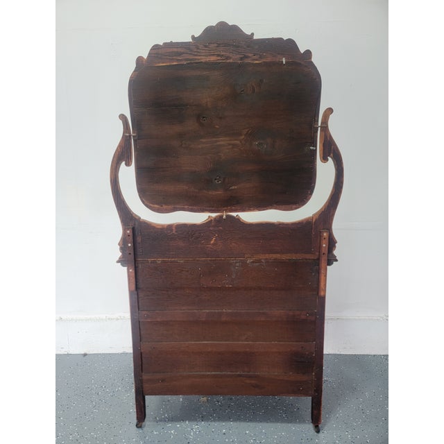 Antique American Tiger Oak Dresser With Original Beveled Mirror, C. 1905–1915 For Sale - Image 14 of 14