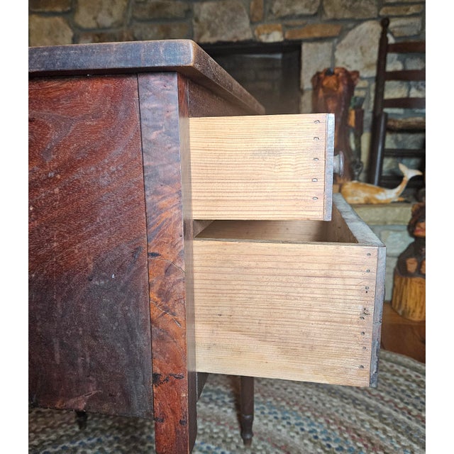 Antique Early 19th Century American Federal Cherry and Veneer 2 Draw Sewing Table For Sale - Image 10 of 18