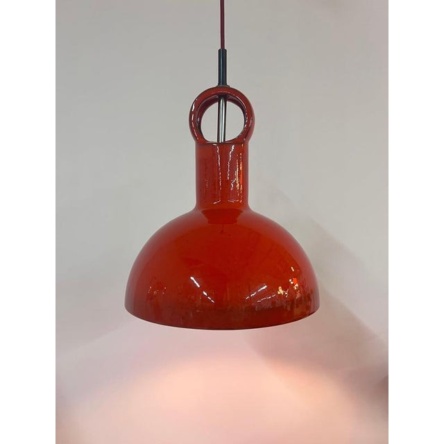 Red Ceramic Hanging Lamp For Sale - Image 11 of 11