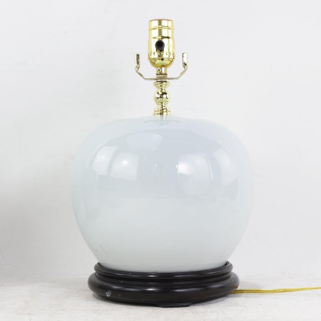 Vintage Blanc De Chine Porcelain Table Lamps Monochrome Round Vases on Wood Bases - a Pair For Sale In New York - Image 6 of 15