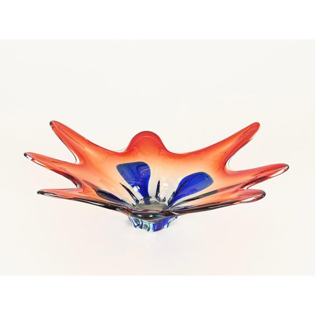 Large Sommerso Red and Blue Murano Glass Centerpiece from Seguso, 1970s For Sale - Image 3 of 13