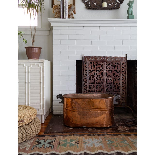 Wood Antique Copper Boiler or Washtub for Planter Beverage Cooler or Firewood Holder For Sale - Image 7 of 17