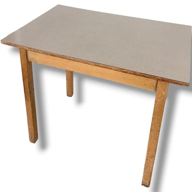 Mid-Century Dining Table with Taupe Formica Top and Wooden Legs For Sale - Image 5 of 9
