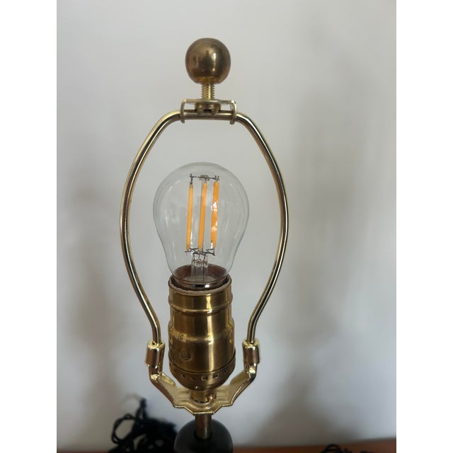 1980s Ebony and Brass Table Lamps - a Pair For Sale - Image 4 of 6