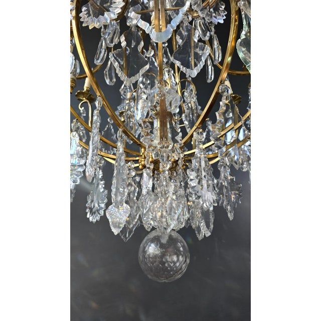 Antique Late 19th Century Lustre a Cage Chandelier Crystal Brass For Sale - Image 12 of 12