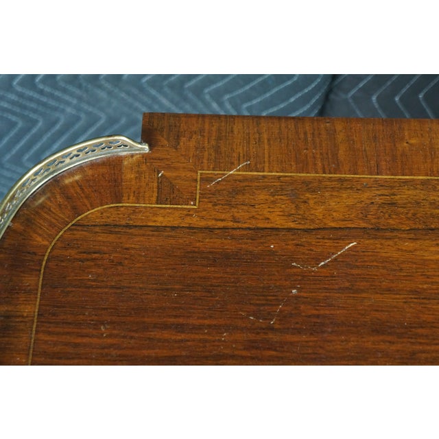 Brown Antique English Regency Style Rosewood Mahogany & Brass Gallery Writing Table For Sale - Image 8 of 18