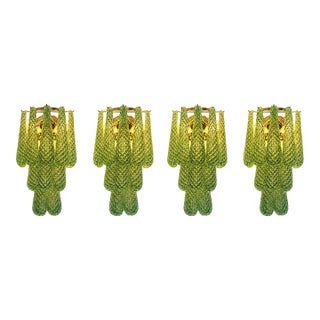 Graniglia Green “Conchiglie” Murano Glass Gold Wall Sconce by Simoeng Lot of 4 For Sale