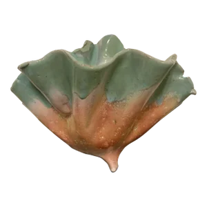Mid 20th Century Vintage Mid-Century Terracotta Glazed Floating Wave Bowl