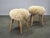Mid-Century Sheepskin and Beechwood Stools, 1950s, Set of 2 For Sale - Image 3 of 8