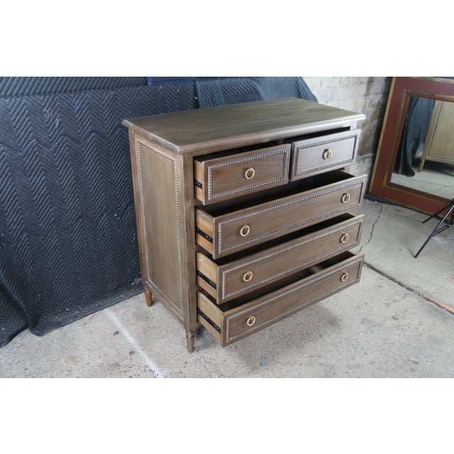 Bramble Company late 20th Century Bramble Cholet 5 Drawer Straw Wash Chest of Drawers Tall Dresser 44", Attributed For Sale - Image 4 of 12