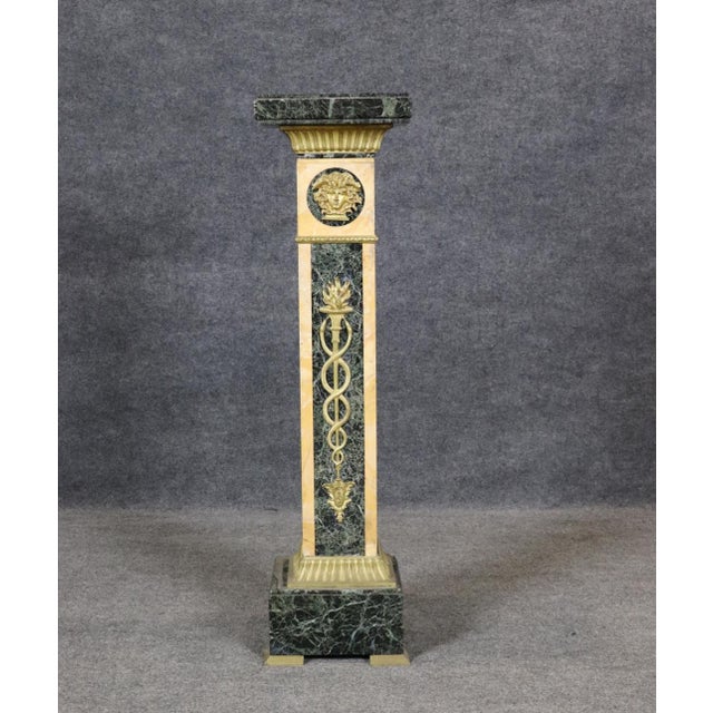 French 19th C French Louis XV Marble Pedestal With Bronze Figural Accents For Sale - Image 3 of 14
