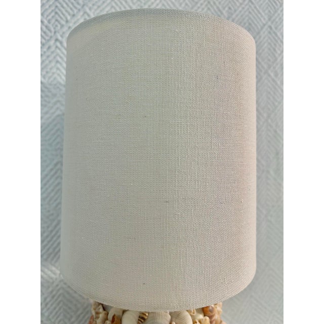 Vintage Shell Encrusted Boho Chic Grotto Petite Lamp With Shade For Sale - Image 9 of 11