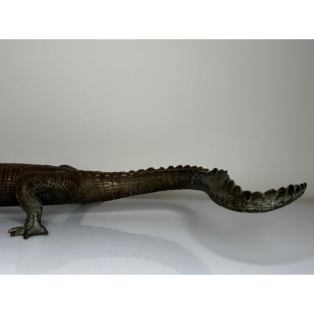French Early 20th Century Bronze Crocodile Fountain Head Garden Outdoor Sculpture After Antoine-Louis Barye For Sale - Image 9 of 18