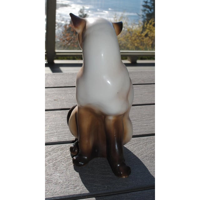 Vintage Ceramic Siamese Cat Sitting Figurine For Sale - Image 4 of 4