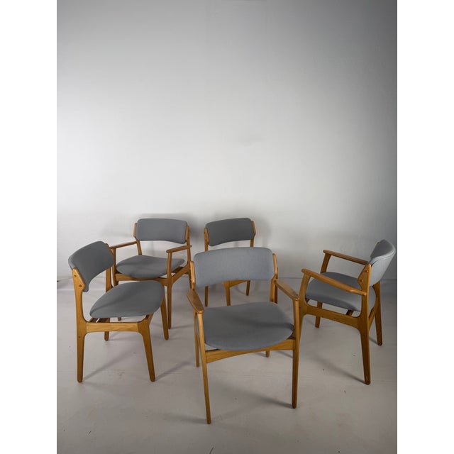 Vintage Danish Oak Chairs by Erik Buch for Oddense Maskinsnedkeri, 1960s, Set of 5 For Sale - Image 11 of 11