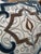 Holland & Sherry 18x18 pillow in white with blue and caramel color appliqué and embroidery with zipper New, insert included
