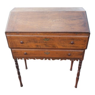 1800s Hancrafted Early American Tall Slant Top Secretary Desk For Sale