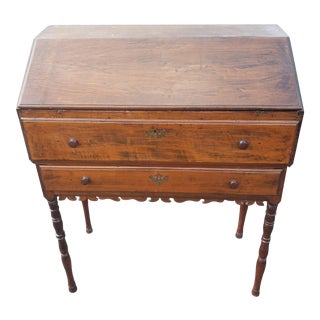 1800s Hancrafted Early American Tall Slant Top Secretary Desk For Sale