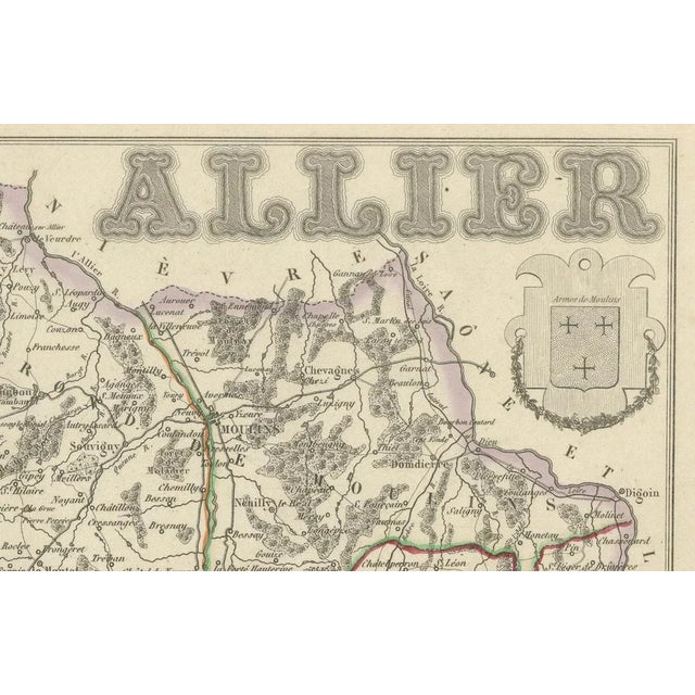 Map of Allier France with Saint-Pourçain Wine Region by Vuillemin, 1800s For Sale - Image 3 of 10