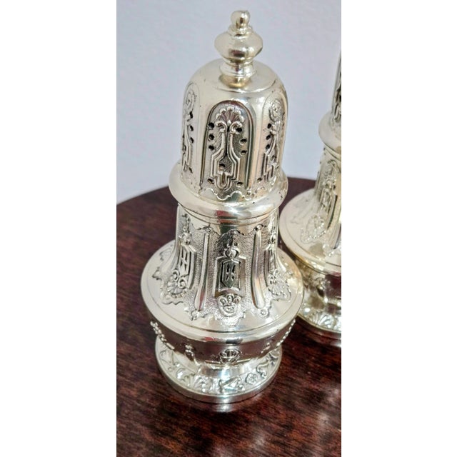 Mid 20th Century Mid-Century Japanese Silver-Plated Salt & Pepper Shakers by C & Co (Corbell & Co.) For Sale - Image 4 of 7