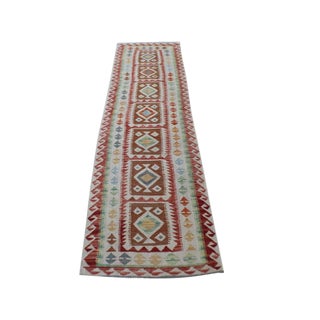 Vintage Afghani Vegetable Dye Handmade Kilim Runner- 2′8″ × 9′4″ For Sale