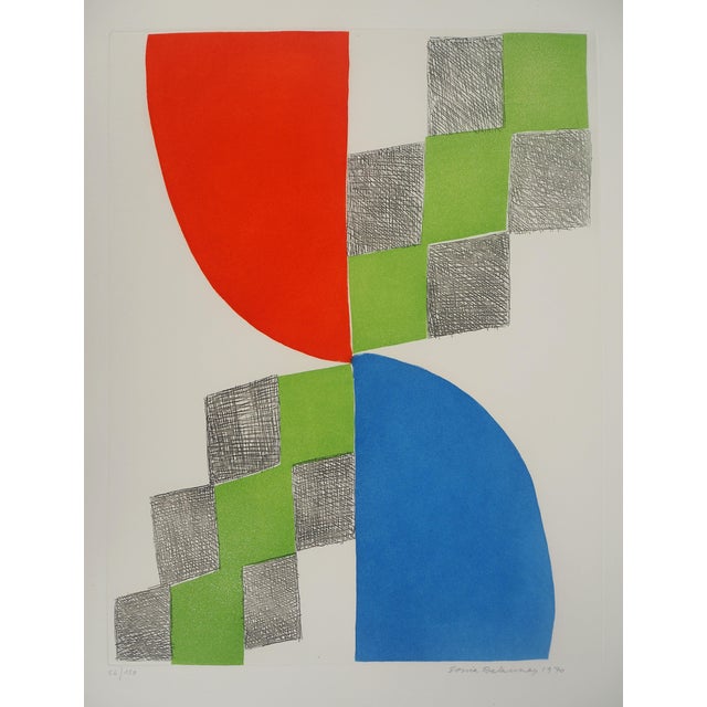 Modern Sonia Delaunay, Composition, 1970, Original Engraving For Sale - Image 3 of 6