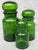Glass Vintage Apothecary Jar Set Green Glass Belgium For Sale - Image 7 of 13