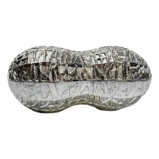 Late 20th Century Pop Art Italian Lidded Silver Plate Peanut Box For Sale