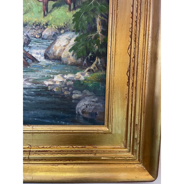 Original Oil of an Elk on Board by Jack Koonce Entitled “East Fork Bull” Circa 2003 Usa For Sale In Phoenix - Image 6 of 10