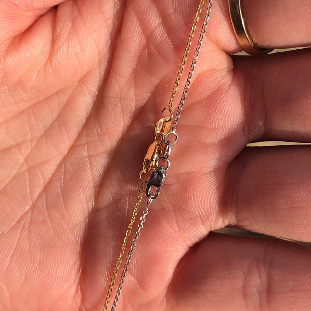 Diamond-Cut Stationed Cable Chain in Solid 14k Gold: Fixed Length Chain 20" For Sale - Image 9 of 10