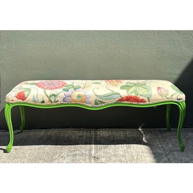 Vintage Lacquered Floral Bench For Sale - Image 12 of 12