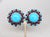 Vintage 1950s Signed Crown Trifari Big Cabochon Faux-Turquoise & Faux-Garnet Clip Earrings-2 Pieces For Sale In Philadelphia - Image 6 of 8