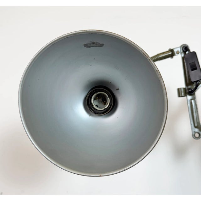 Industrial Green Military Gooseneck Scissor Wall Lamp from Elektroinstala, 1960s For Sale - Image 9 of 18