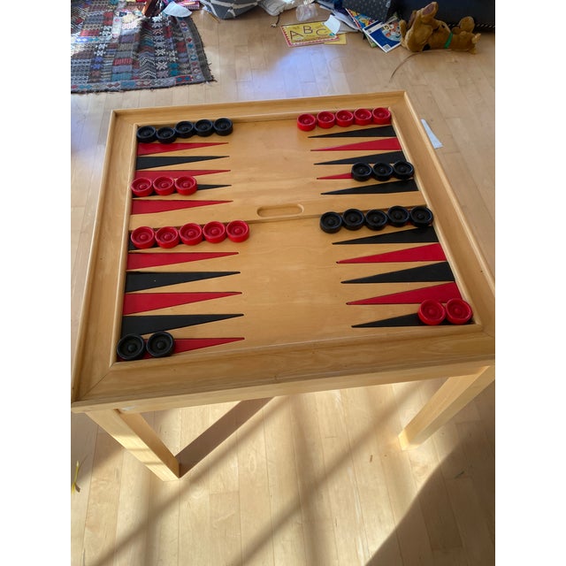 Wood 1990s Contemporary Natural Wood Backgammon Table For Sale - Image 7 of 7