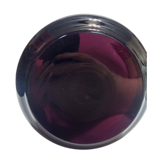 Hand Painted Purple Glass Vase Gilt Gold Regency Style Courting Couple Hearth Mantel Left Facing For Sale - Image 4 of 9