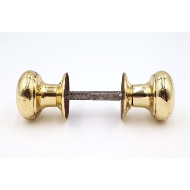 Traditional Reclaimed Classic 1.75 In. Polished Brass Door Knob Set For Sale - Image 3 of 5
