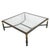 Neoclassical Brushed Steel & Brass Figural Accent Glass Top Coffee Table, Neoclassical Style For Sale - Image 3 of 5