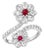 0.30 Ct Fine Natural Ruby & 2 Ct Finest Diamond 18 Kt White Gold Flower Ring For Sale